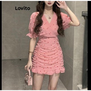 Lovito Vestido Casual Feminino Com Babados E Bolinhas LNA42097