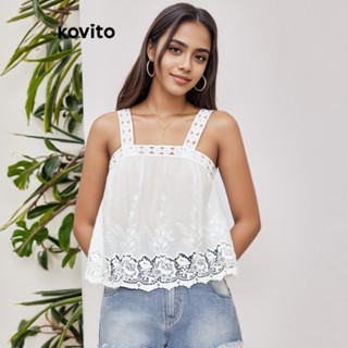 Lovito Elegante Lisa Camiseta Regata Feminina Tecido de Costura com Orifícios L65ED056 (Branca)