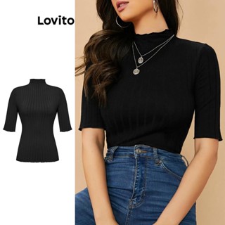 Lovito Casual Camiseta Feminina Lisa Básica L74ED358