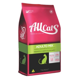 Ração Gatos Adultos ALLCATS MIX Frango Carne e Salmão 20KG em Oferta na Shopee