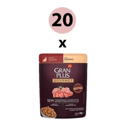 Ração Úmida Gran Plus Gourmet Gatos Filhotes Frango Sachê 85g - KIT 20