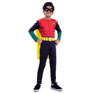 Fantasia Robin Infantil Com Capa E Máscara - Liga Da Justiça_x000d_
 em Oferta na Shopee