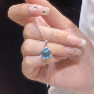 2023 Novo Estilo Colar Aquamarine Colar Aquamarine Light Luxury versão coreana de luxo feminino em estilo Niche Design Gentle Sweet