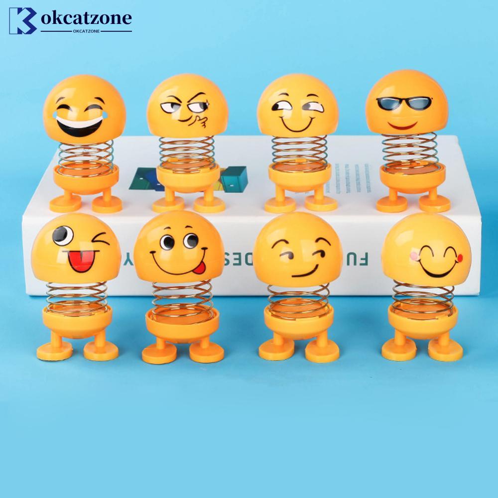 OKCATZONE Brinquedos De Cabeça Abanando Bonecas De Desenho Animado Engraçado Emoji Wobble Robot Lovely Car Dashboard Decor Auto H5K5