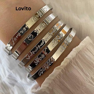 Lovito Pulseira Casual Com Letras E Coração Para Mulheres LCS04050