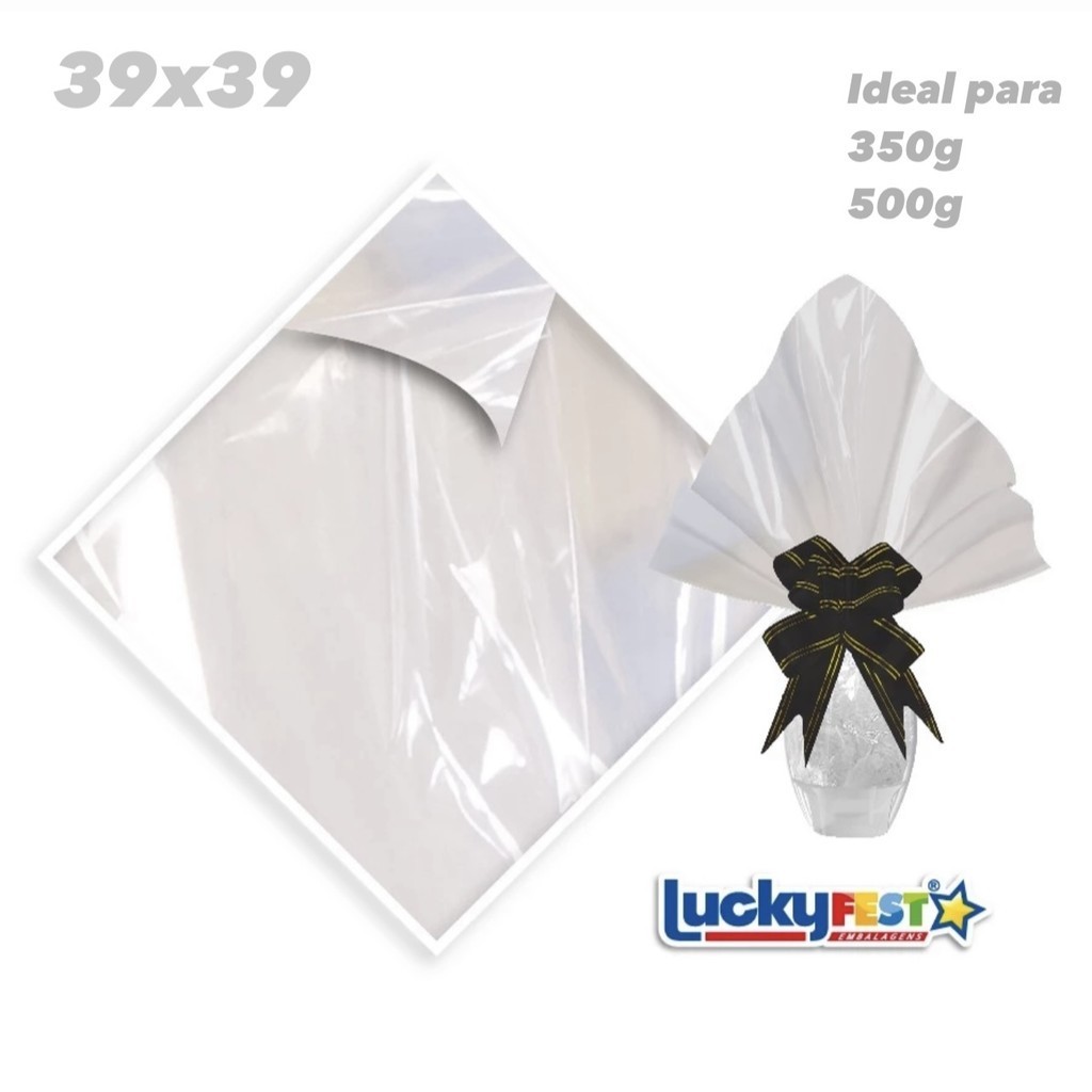 25~100 Sacos Express Incolor Para Embalar Ovo Páscoa 350g -37X37 cm  Luckyfest