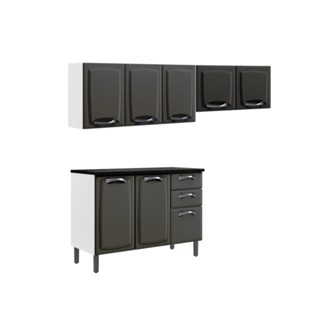 Conjunto Cozinha Modulada 3 Peças Itatiaia New Premium Aço 8 Portas 2 Gavetas Grafite em Oferta na Shopee