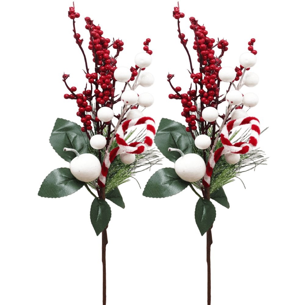 Kit 4 Arranjos Pick Berry Artificiais Enfeite Natalino 40cm
