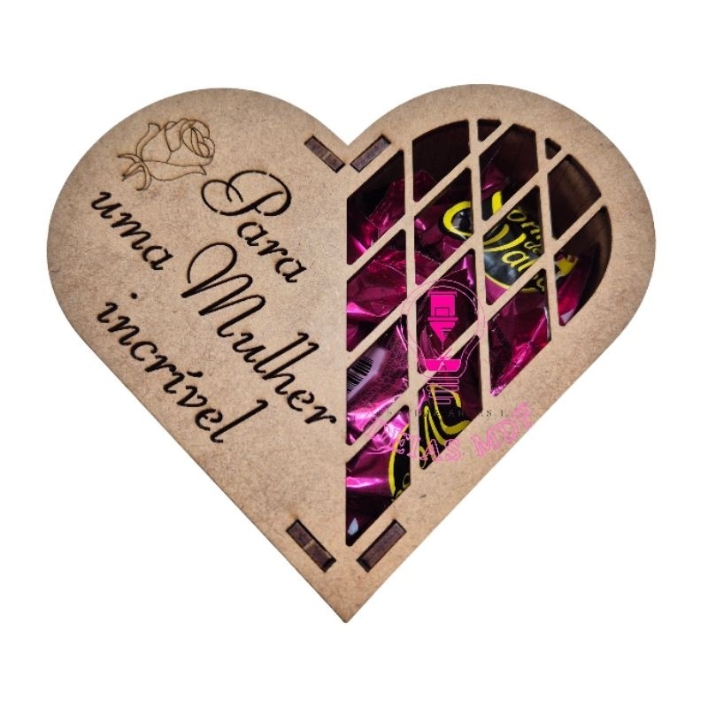 10 Caixa Coração Para uma MULHER INCRÍVEL Bombom Mdf feliz dia das mulher lembracinha em Oferta na Shopee