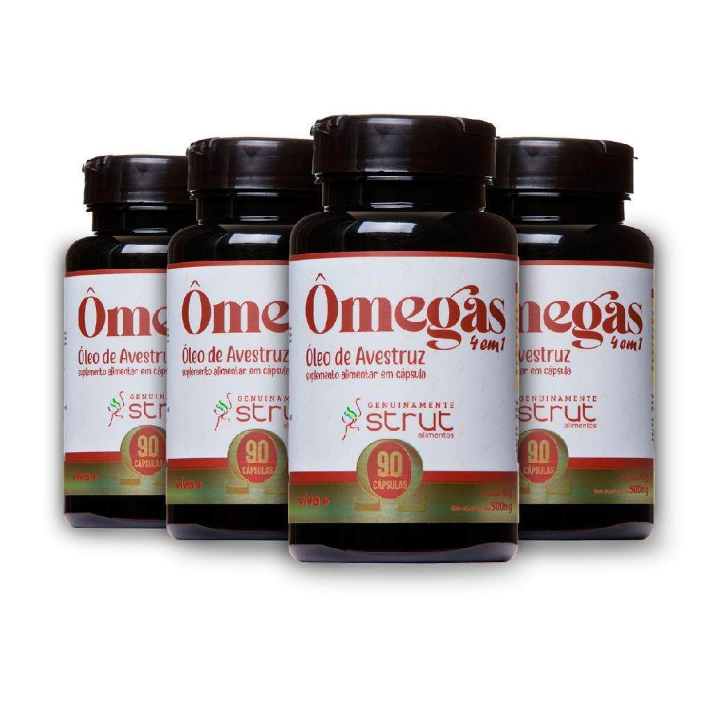 4X OLEO DE AVESTRUZ STRUT 90 CAPS OMEGA 3 6 7 9