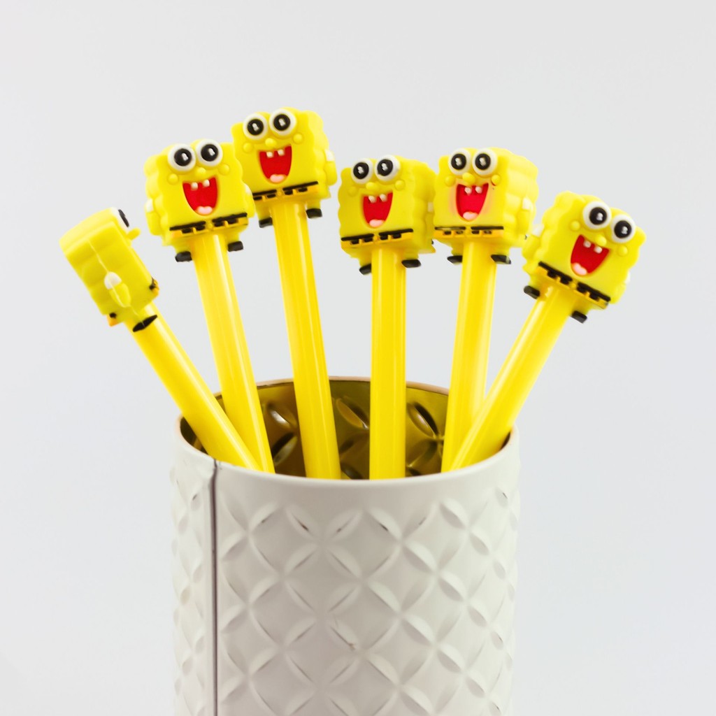 Caneta em Gel Papelaria Fofa Aesthetic Bob Esponja Kit com 3/6/9/12 Peças Ponta Fina Divertida