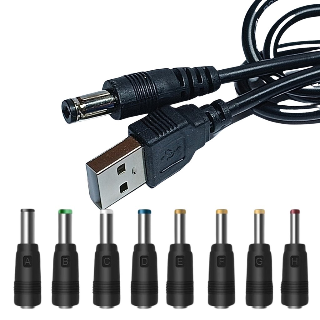 Kit Cabo Usb C/ 8 Pontas p4 90cm Fonte Saída 5v Ponta 5,5 mm