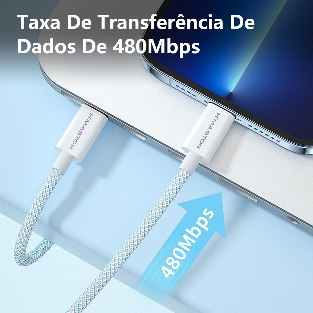H'maston HB06 Cabo Carregador Usb C Original 27W 1 Metro
