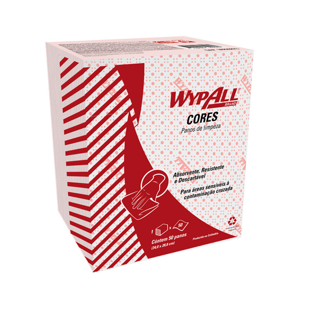 Pano Limpeza WypAll X50 Vermelho com 50 panos Kimberly
