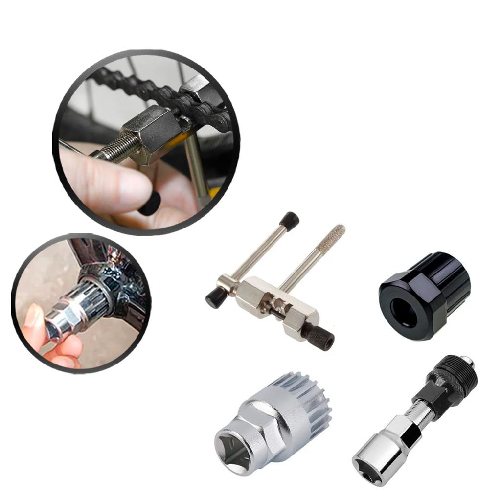 Kit com Chave Extratora, Extrator De Corrente, Chave Pedivela, Movimento Central, Para Consertos e Reparos em Bicicleta