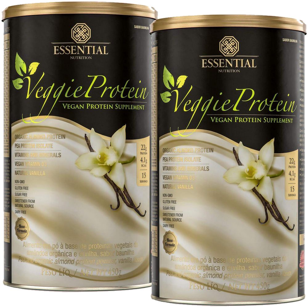 Kit 2x Veggie Protein Baunilha (450g cada) - Essential Nutrition