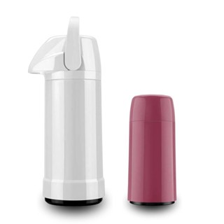 Kit Bebê Garrafa Térmica 500ml Branca + Mini Garrafa Firenze 250ml Rosa Invicta