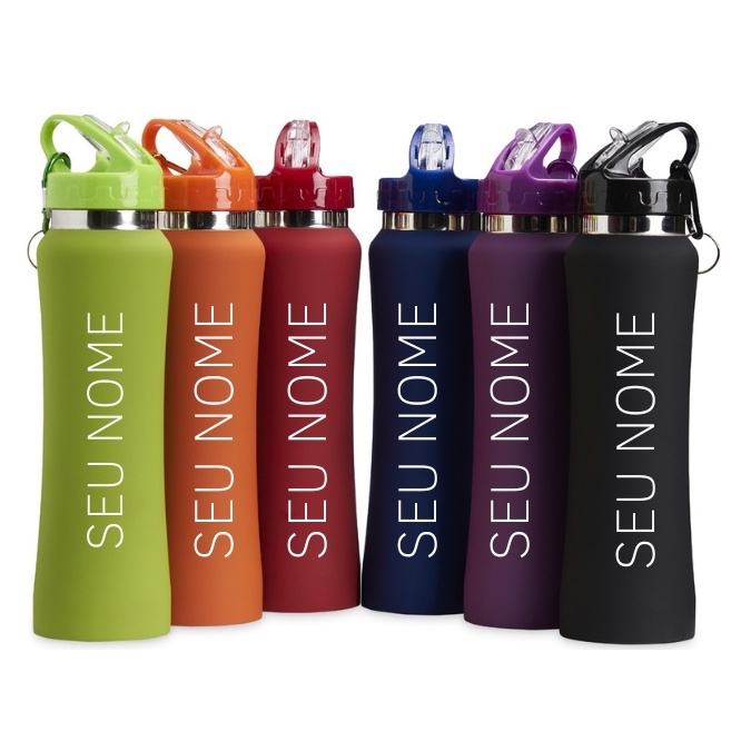 Squeeze Alumínio 750ml,600ml e 350ml Com Canudo Personalizada C/ Nome, Curso, Time, Desenhos etc em Oferta na Shopee