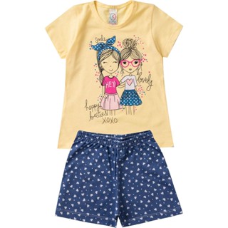 Pijama Verão Infantil Feminino Kappes Amarelo