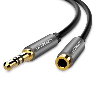 Cabo Áudio Auxiliar Ugreen 3.5mm Macho/Fêmea 3 Metros Preto