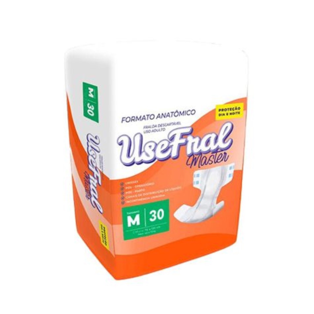Fralda Geriátrica Usefral Master Mega Tamanho M 30 Unidades