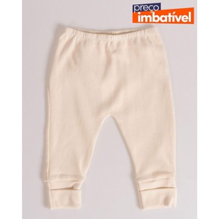 Calça Culote Bebê Com Vira Pé Off White