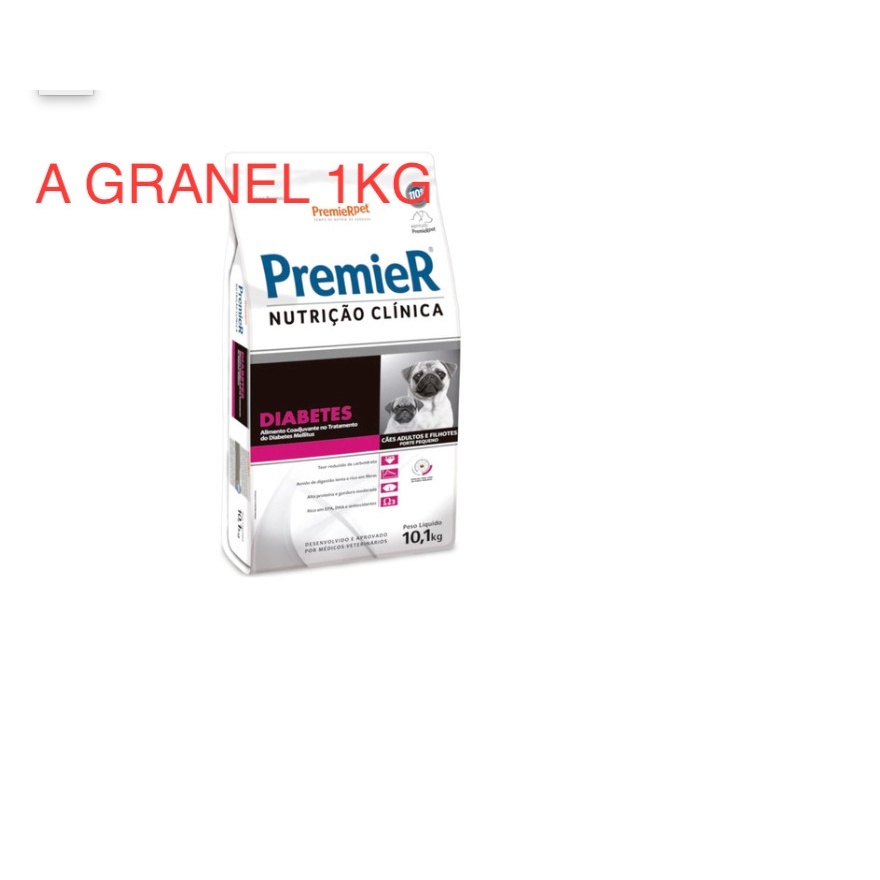 Ração A Granel Premier Nutrição Clínica Diabetes Para Cães Adultos Pequeno Porte 1 Kg