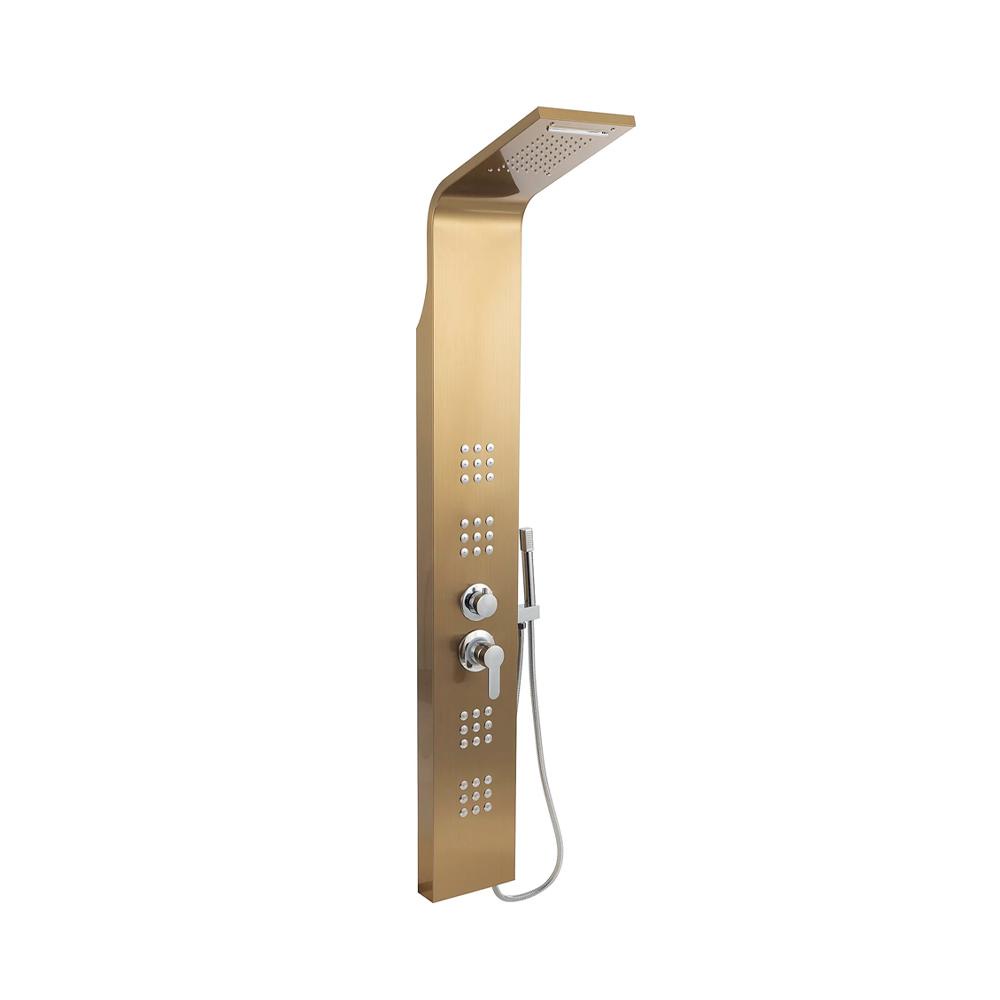 Ducha Vertical Com Hidro Pirajuí Pingoo - Dourado Escovado - Home & Living