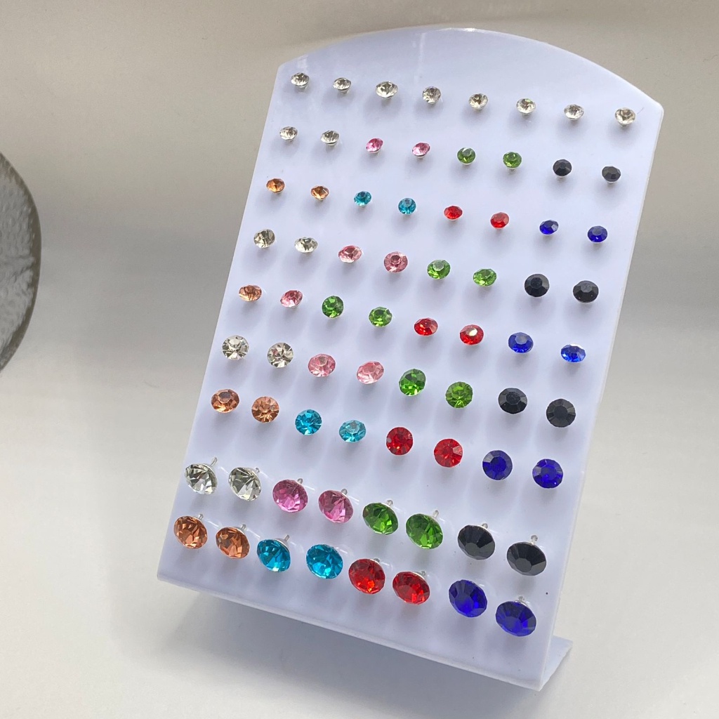 Cartela  Brinco Ponto De Luz redondo unisexx IDEAL PARA REVENDE contemporary36 pares em Oferta na Shopee