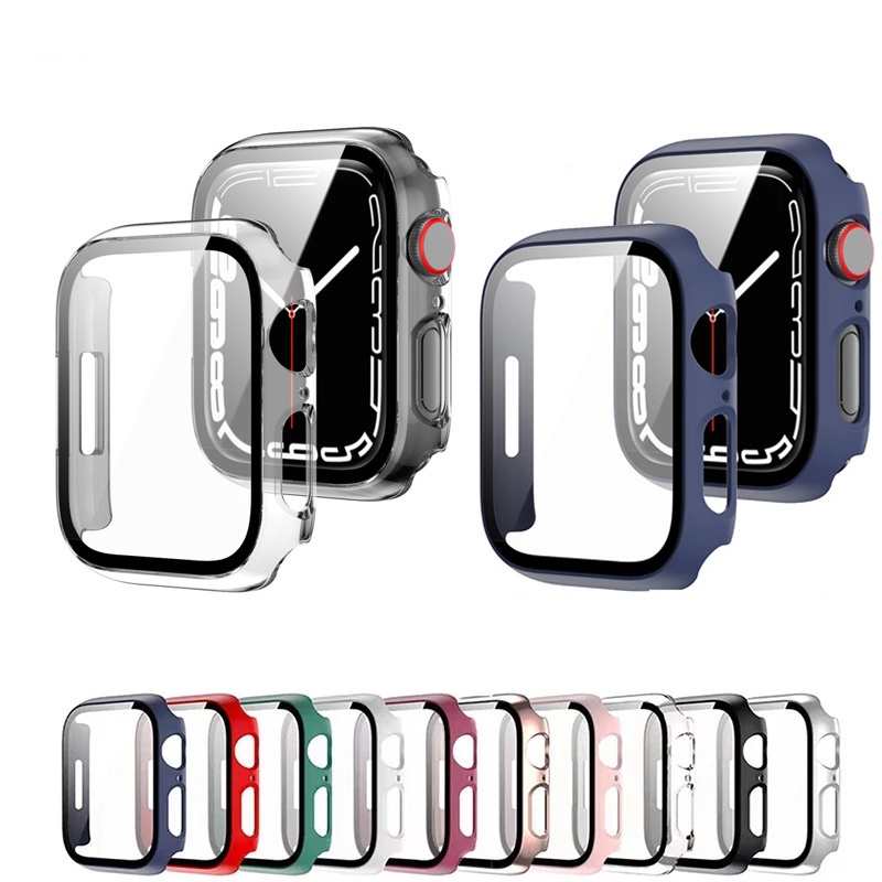 Ultra Fino Rígida Capinha De PC Para Apple Watch Serie 9 8 7 6 SE 5 4 3 iwatch 49mm 40mm 44mm 41mm 45mm 42mm 38mm Protetor De Tela De Vidro Temperado Protetora