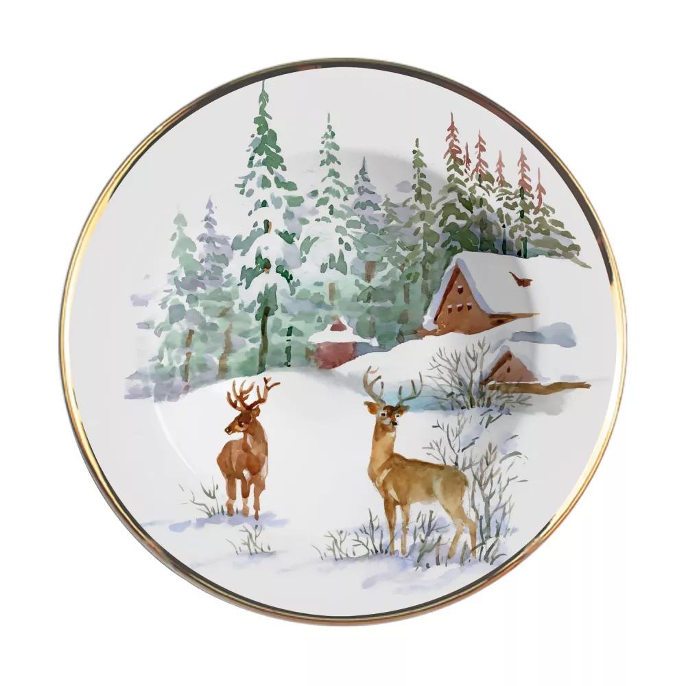 Conjunto com 6 Pratos Fundo Rena Natal Ø25cm