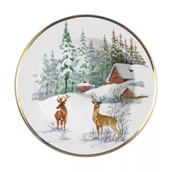 Conjunto com 6 Pratos Fundo Rena Natal Ø25cm Cerâmica Alleanza