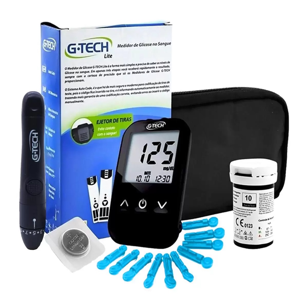 Medidor de Glicose Glicemia Acessórios G-Tech Lite — R$ 112,00 em Shopee, 29% OFF