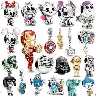 925 Pingente de Prata Disney diy Beaded Pendant Pulseira Feminina Acessórios