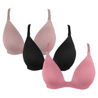 Kit 3 Sutiãs Algodão Amamentação Modal Gestante Com Bojo Macio Love Secret