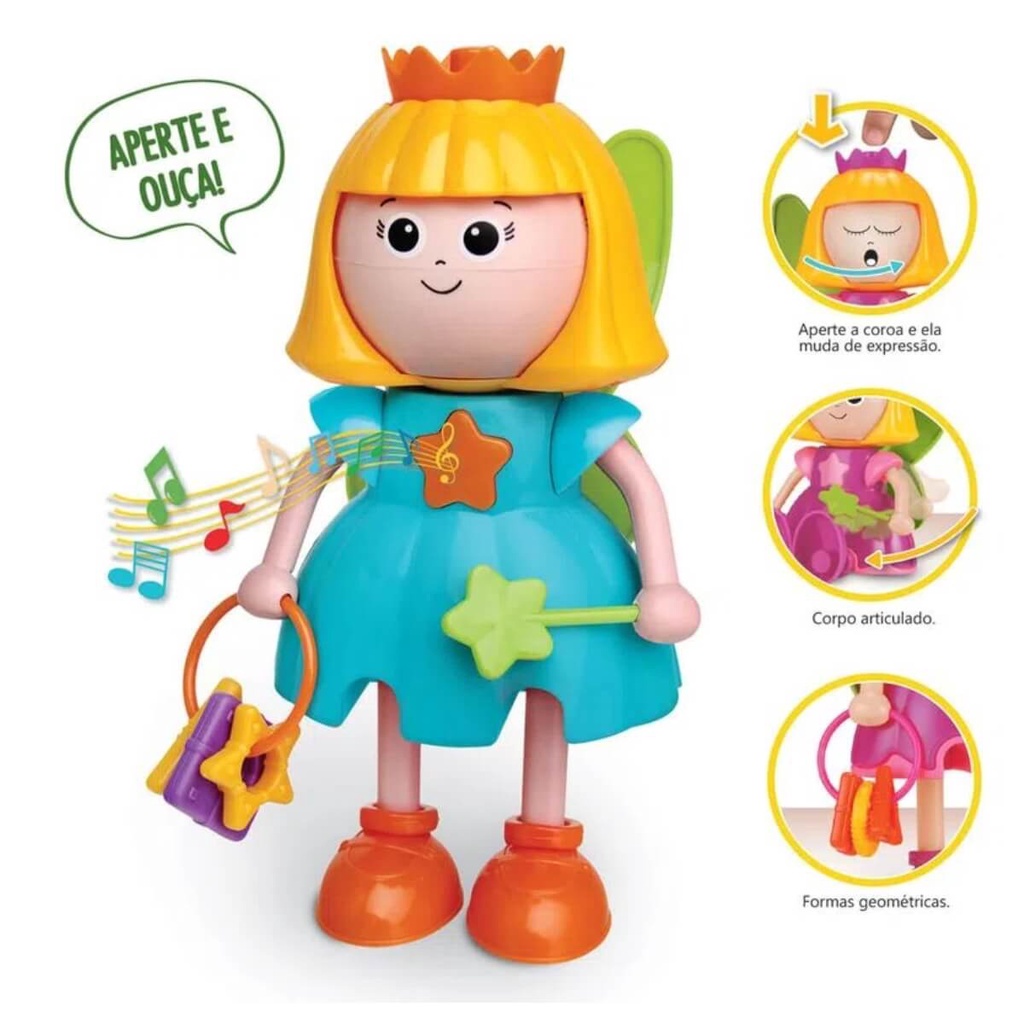 Brinquedo Boneca com Som Flora Fadinha De Atividades 22 cm Articulada Muda de Expressão Elka - 750 em Oferta na Shopee