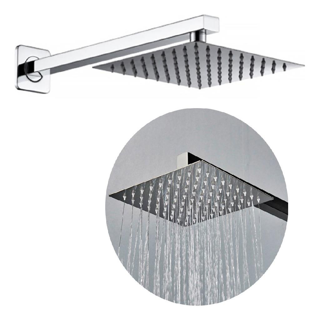 Ducha Chuveiro 20x20 Cromado Luxo Metal Braço 40cm Solar Gás