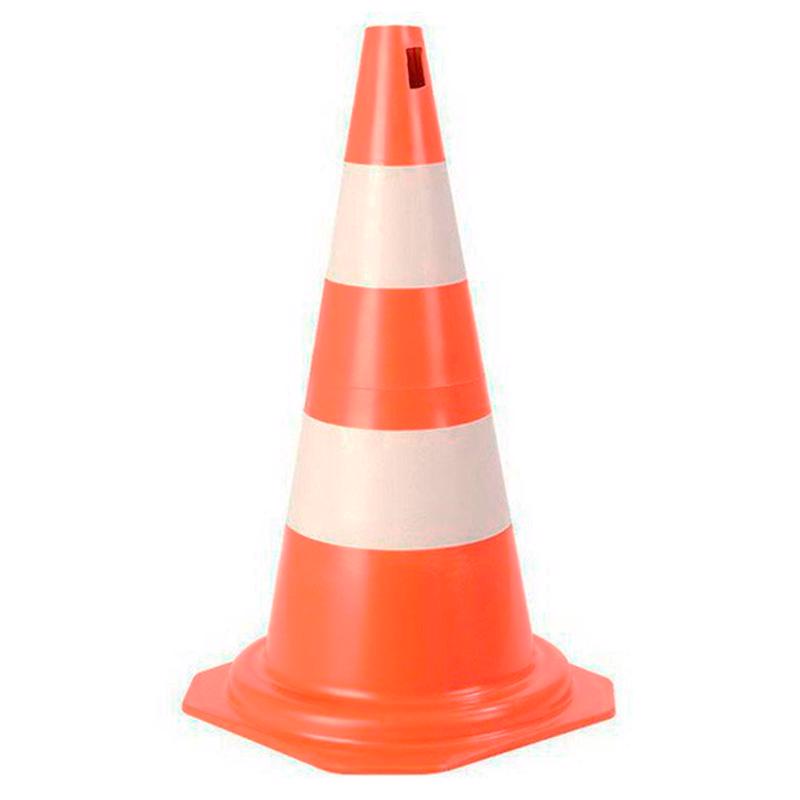 Cone Sinalização De Segurança Pvc 75cm Cor Laranja Branco Trânsito Resistente Maleável Emborrachado