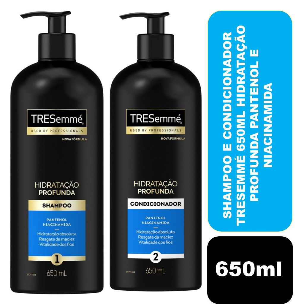 Shampoo e Condicionador Tresemmé 650ml Hidratação Profunda Pantenol e Niacinamida