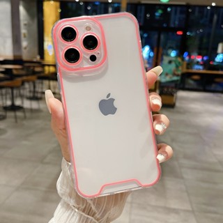 Estojo Telefônico Transparente Brilhante E Moderno Para iPhone 11 12 13 14 15 Pro Max