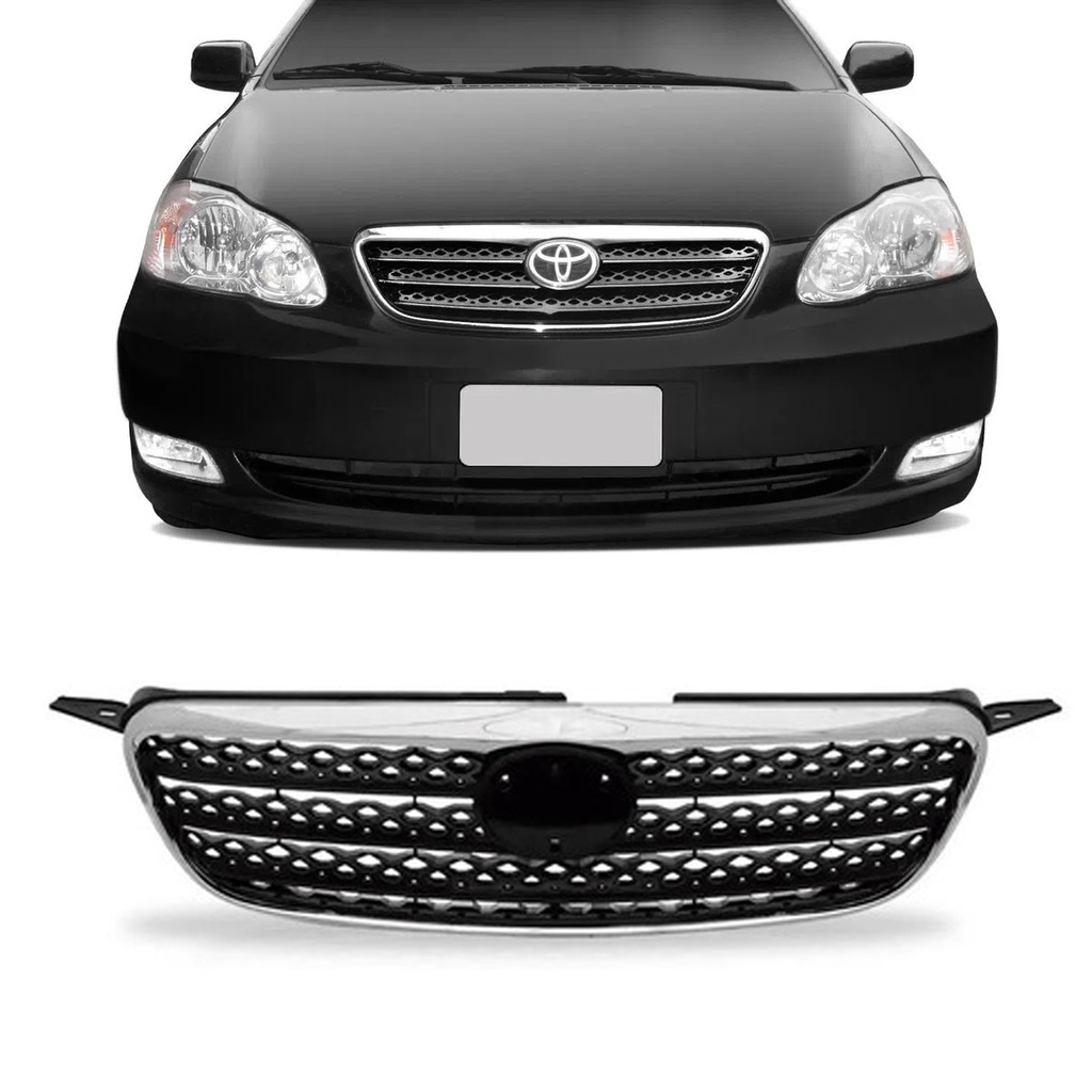 Grade Radiador Corolla Xei 2003 a 2008 Preto C/Moldura Cromada