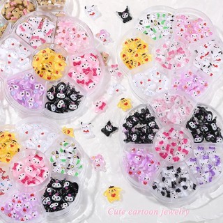 50Pcs Arte Mista Sanrio Nail Art Resina Encantadora Kuromi Cinnamoroll Melody De Melodia Rhinestones Artesanato De Bricolage Para Unhas Decorações 3D Jóias De