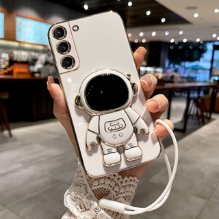 Capa De Silicone Para Samsung Galaxy S24 Ultra S23 Plus S23 FE Suporte De Astronauta À Prova De Choque Com Cordão De Telefone