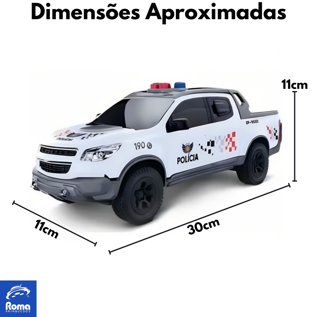 Detalhes do Miniatura Pick-up S10 Polícia São Paulo 30 cm 1146 - Roma Brinquedos