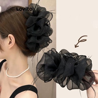 Lovito Grampos De Cabelo De Fada Seersucker De Penas Elegantes Para Mulheres LFA10436