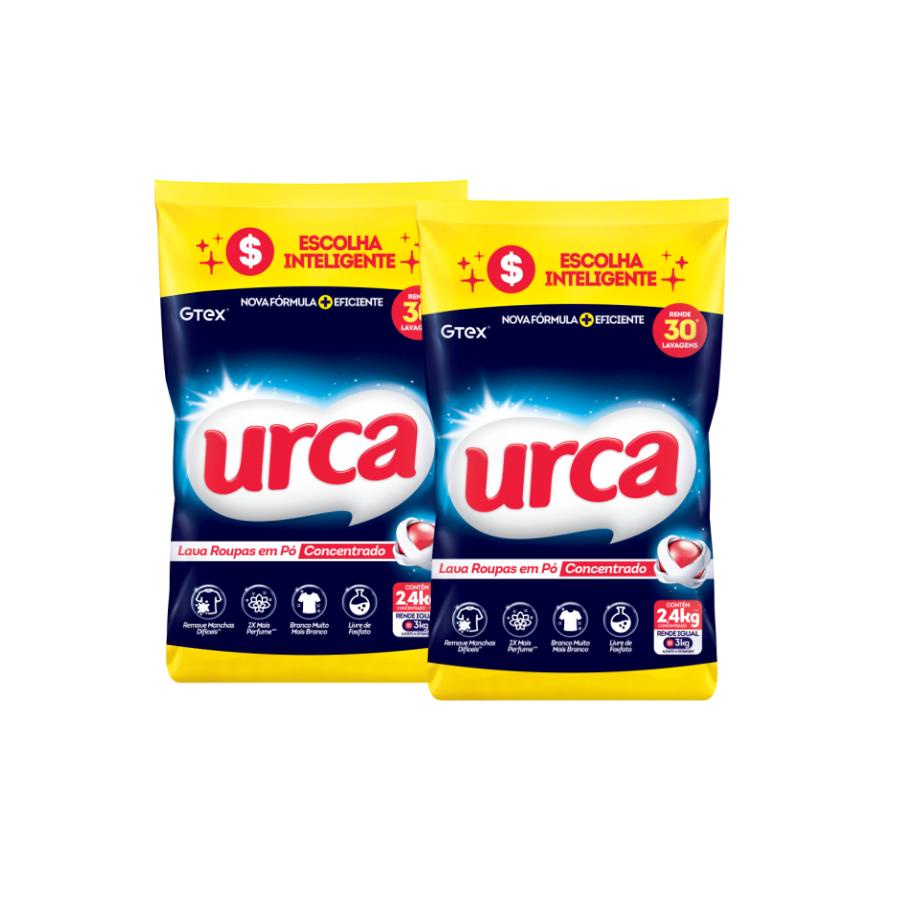 Kit 2 Lava Roupas Pó Urca Concentrado Sache 2,4KG em Oferta na Shopee