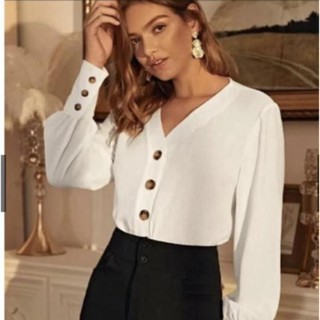 AM camisa manga longa feminina tecido duna com botao Lançamento 2023