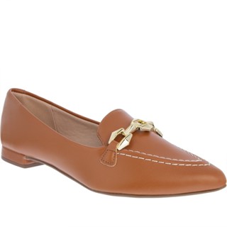 Mocassim Gabriela Detalhe Corrente Pespontos Caramelo