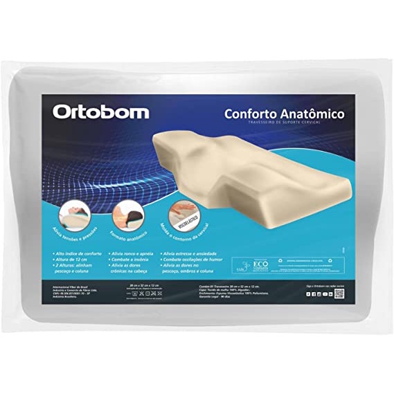 Travesseiro de Suporte Cervical Ortobom Conforto Anatômico