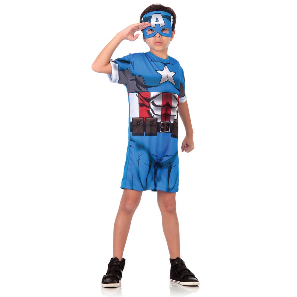 Marvel Fantasia Capitão América Infantil Com Macacão Máscara - Baby & Kids Fashion